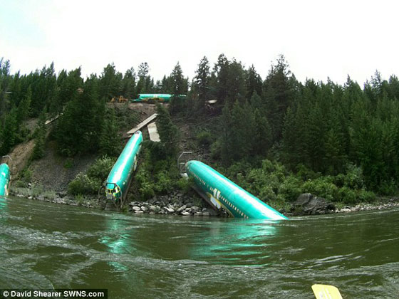 شاهد.. سقوط 3 طائرات بوينغ وقطار تجاري معا في نهر بأمريكا صورة رقم 1