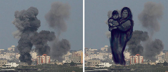 فنانون فلسطينيون يحولون دخان صواريخ غزة الى صور فنية ابداعية مذهلة صورة رقم 1