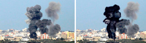 فنانون فلسطينيون يحولون دخان صواريخ غزة الى صور فنية ابداعية مذهلة صورة رقم 2