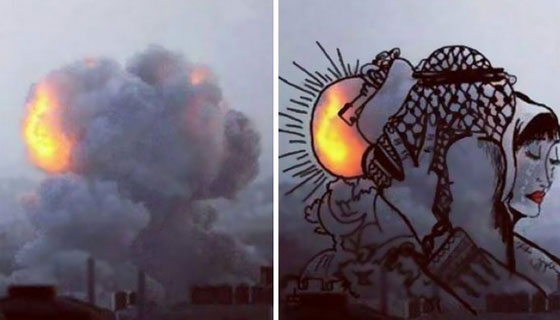 فنانون فلسطينيون يحولون دخان صواريخ غزة الى صور فنية ابداعية مذهلة صورة رقم 3