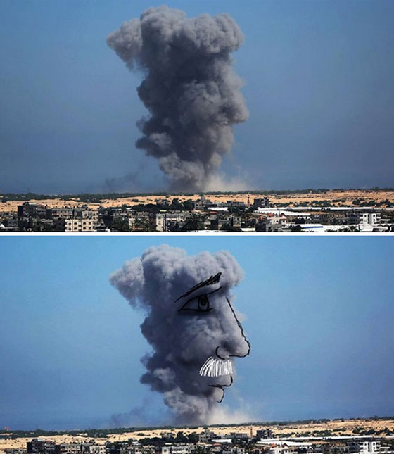 فنانون فلسطينيون يحولون دخان صواريخ غزة الى صور فنية ابداعية مذهلة صورة رقم 8