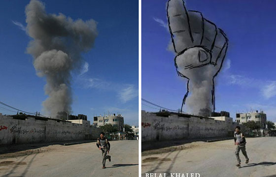 فنانون فلسطينيون يحولون دخان صواريخ غزة الى صور فنية ابداعية مذهلة صورة رقم 10
