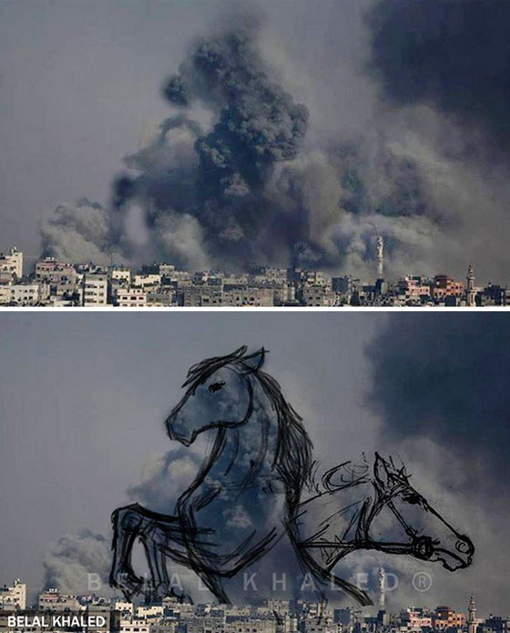 فنانون فلسطينيون يحولون دخان صواريخ غزة الى صور فنية ابداعية مذهلة صورة رقم 11