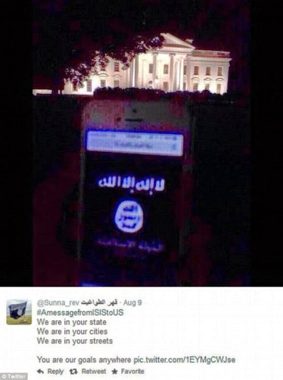 بالصورة: علم داعش امام البيت الابيض يستنفر جهاز الامن القومي!  صورة رقم 1