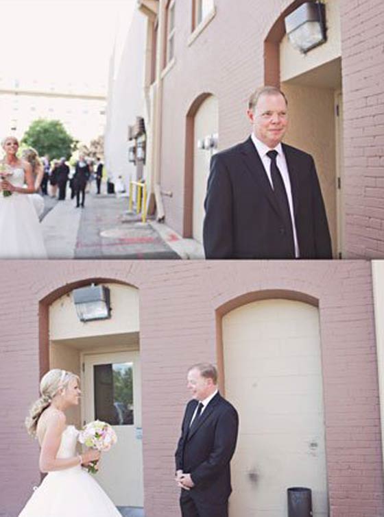صور عرائس يوم الزفاف في لقطات مؤثرة مع الآباء صورة رقم 7