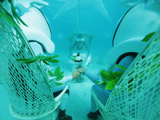 زواج من عالم الاحلام.. بورا بورا تحضن زفافا مبهرا تحت الماء صورة رقم 2