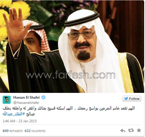   تعازي الفنانين العرب للشعب السعودي بوفاة الملك عبد الله  صورة رقم 11