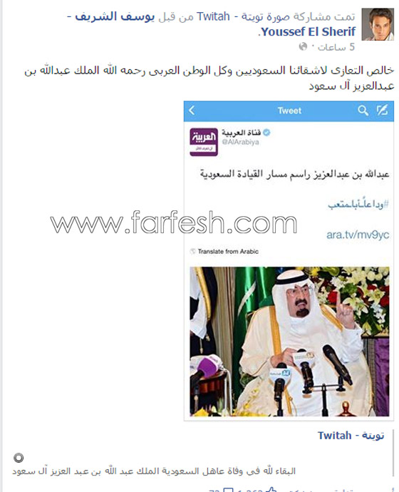   تعازي الفنانين العرب للشعب السعودي بوفاة الملك عبد الله  صورة رقم 15