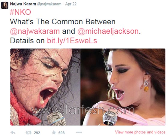 تويتر النجوم: نجوى كرم مع مايكل جاكسون واصالة تعتذر لسميرة توفيق صورة رقم 4