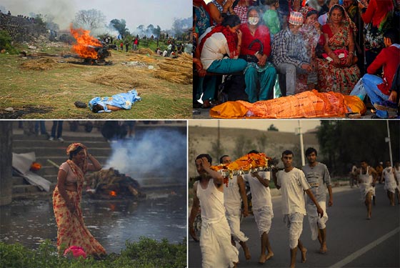  بالفيديو والصور.. الحرق الجماعي لضحايا زلزال نيبال لعدم توفر مقابر صورة رقم 1