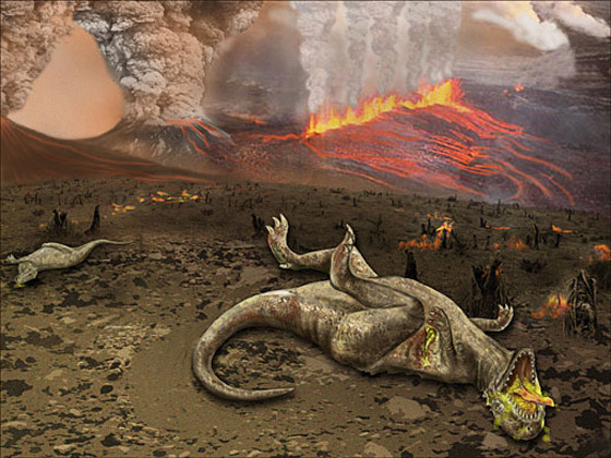 اصطدام كويكب بالارض أعقبه ثوران بركاني قضى على الديناصورات صورة رقم 1