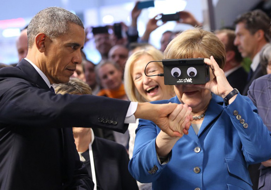 نظارات الواقع الافتراضي وسيلة اوباما لممازحة ميركل صورة رقم 1