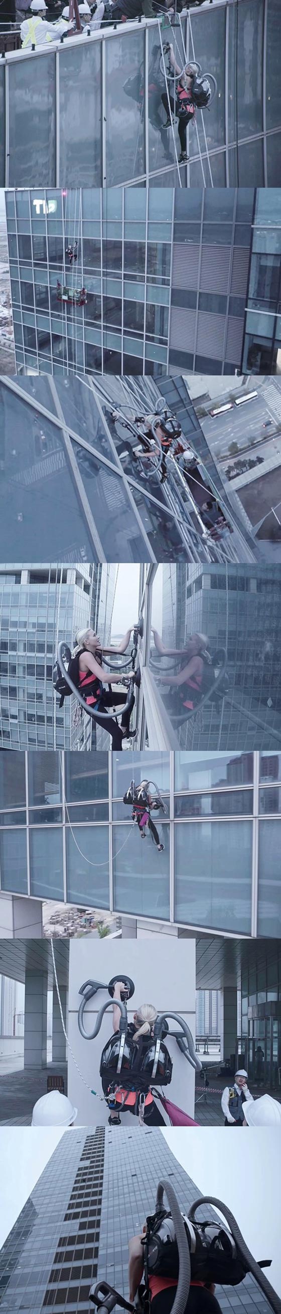 المرأة العنكبوت تتسلق مبنى شاهقا بمكنستين فقط!! صورة رقم 4
