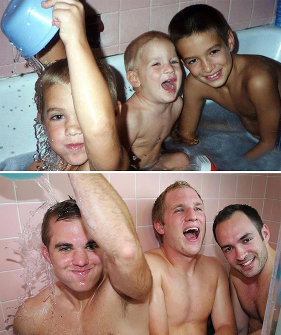 اخوة بالغون التقطوا نفس صور طفولتهم والنتيجة صور مضحكة صورة رقم 5