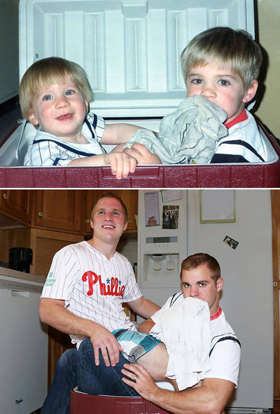اخوة بالغون التقطوا نفس صور طفولتهم والنتيجة صور مضحكة صورة رقم 9