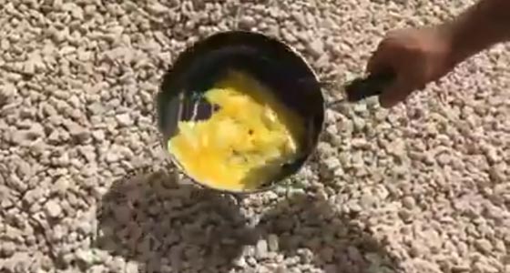 فيديو طريف.. عراقي يقلي البيض على الحصى من شدة الحر صورة رقم 1