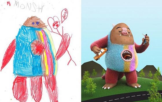 رسومات الاطفال تتحول الى وحوش في لوحات ثلاثية الابعاد.. صور صورة رقم 6