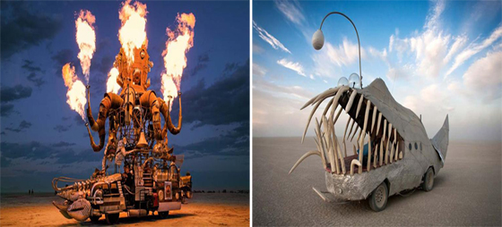 صور سيارات غريبة بشكل حيوانات وكائنات بحرية في مهرجان (الرجل المحترق) صورة رقم 1
