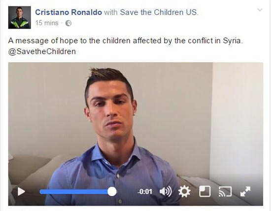 كريستيانو رونالدو يوجه رسالة تضامن مؤثرة الى اطفال سوريا.. فيديو صورة رقم 1