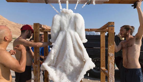 صور عروس الملح ترتدي فستانا كريستاليا من اعماق البحر الميت صورة رقم 1