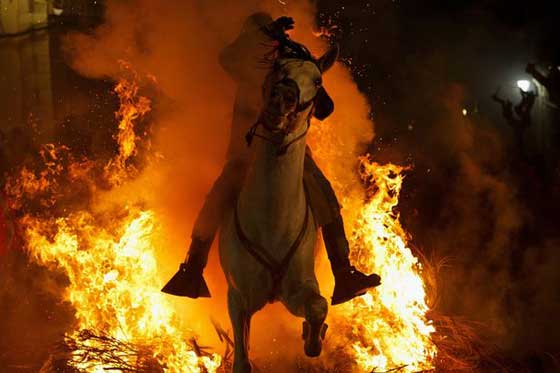 صور وفيديو مهرجان اقتحام النار بالخيول في اسبانيا صورة رقم 11