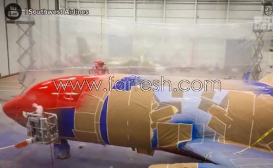 فيديو طريف: هكذا يتم طلاء الطائرات بالالوان المطلوبة لكل شركة.. صورة رقم 10