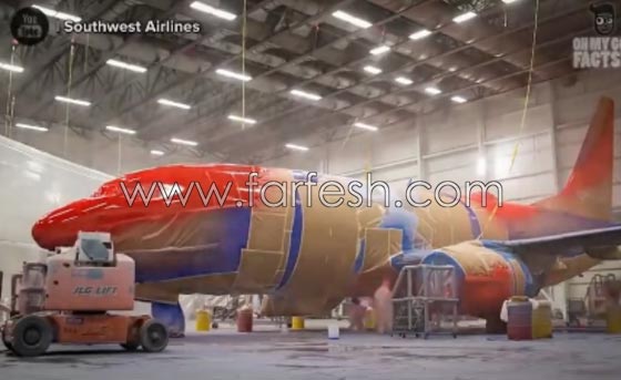 فيديو طريف: هكذا يتم طلاء الطائرات بالالوان المطلوبة لكل شركة.. صورة رقم 11