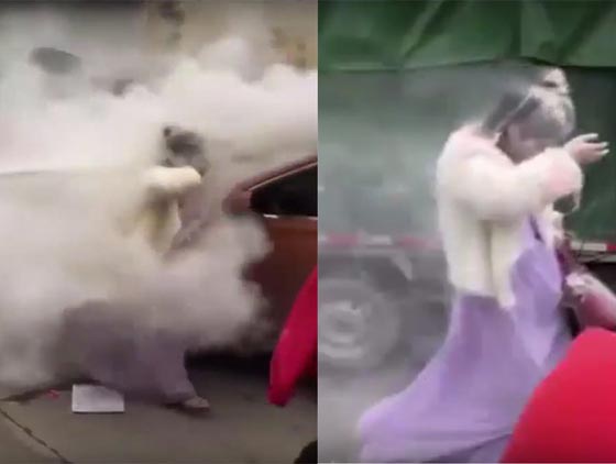 فيديو غريب.. وصيفة العروس تتعرض لمقلب بطفاية الحريق صورة رقم 3