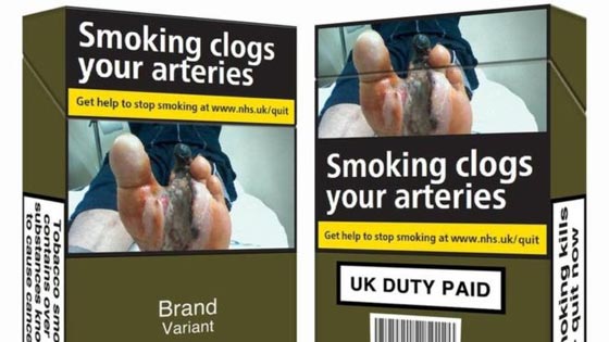 مقزز.. بريطانيا تستخدم اقبح لون وصور في العالم على علب السجائر صورة رقم 1