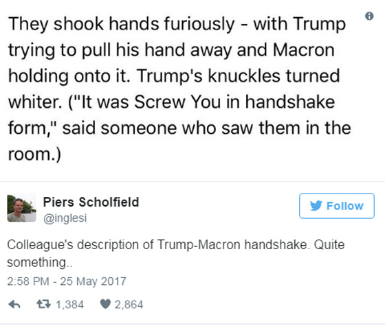 ماكرون دخيل جديد على معركة المصافحات يحطم يد ترامب  صورة رقم 4