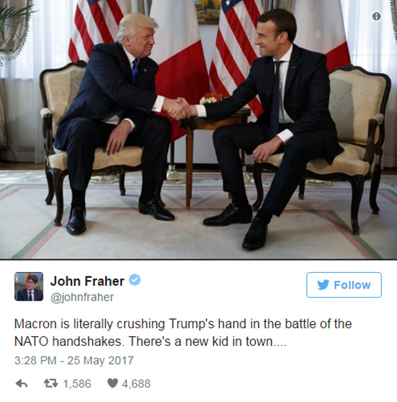 ماكرون دخيل جديد على معركة المصافحات يحطم يد ترامب  صورة رقم 7