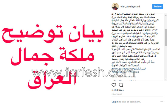 ملكة جمال العراق فيان السليماني تهدد باللجوء للقضاء بعد حرمانها من لقبها صورة رقم 2
