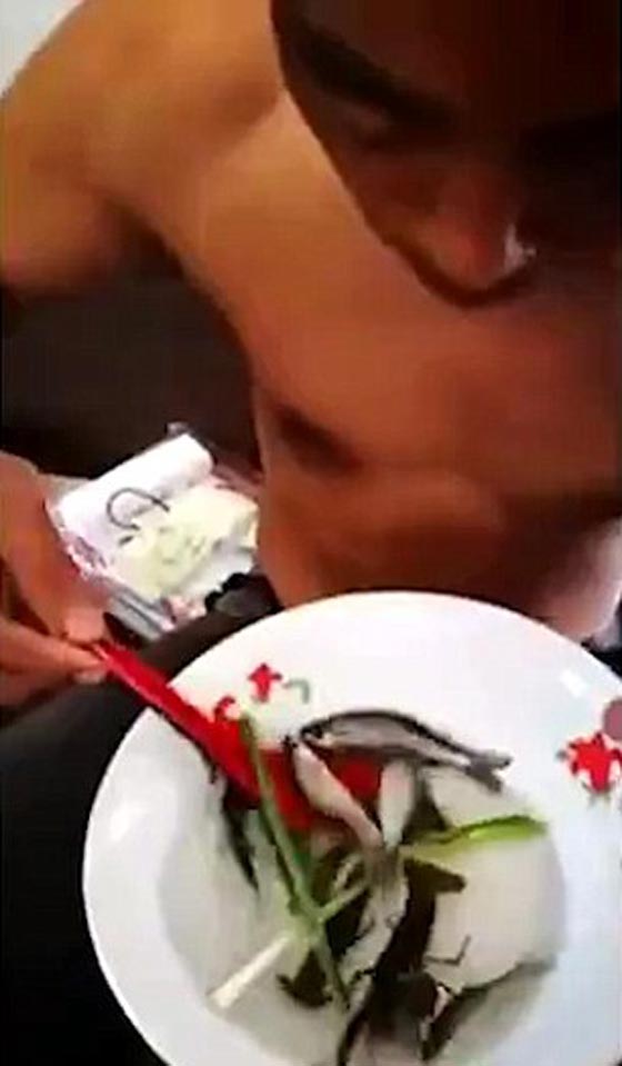 فيديو صادم.. رجل يأكل طبقاً من الأسماك الحية صورة رقم 3