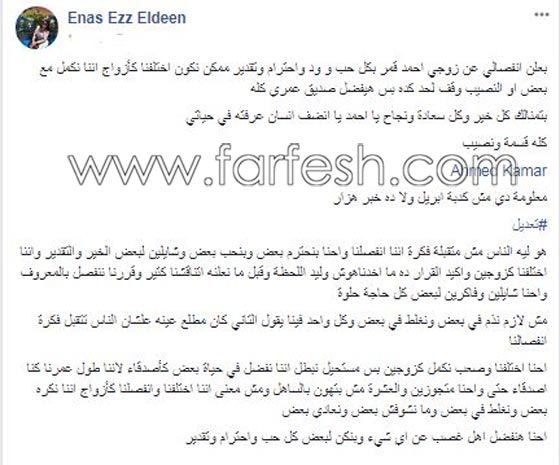  فنانات عربيات أعلن انفصالهن عن أزواجهن على فيس بوك صورة رقم 2