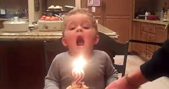 فيديو طريف.. طفل يأكل كعكة عيد ميلاده والشمعة مشتعلة فوقها صورة رقم 1