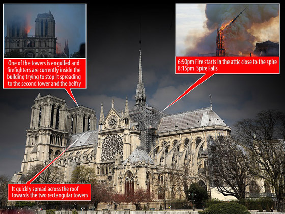 باريس: حريق يلتهم كاتدرائية نوتردام وزوج سلمى حايك يتبرع بـ113 مليون يورو صورة رقم 44
