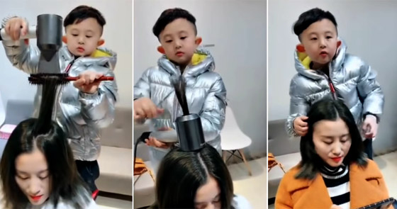 لن تصدق مهارة هذا الطفل الصيني في حلاقة وتصفيف الشعر! فيديو صورة رقم 10