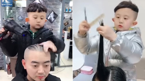 لن تصدق مهارة هذا الطفل الصيني في حلاقة وتصفيف الشعر! فيديو صورة رقم 11