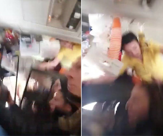 فيديو صادم: مطبات هوائية شديدة وعنيفة ترمي مضيفة طيران صورة رقم 1