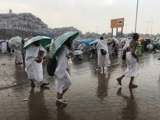 مشهد مهيب: هطول أمطار غزيرة على عرفات أثناء صلاة الحجاج! فيديو صورة رقم 3