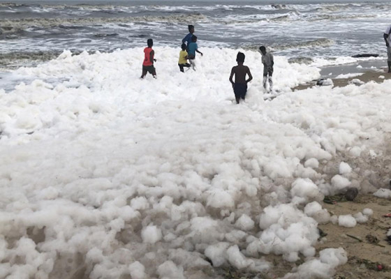 فيديو وصور: رغوة بيضاء غامضة تغطي أشهر شواطئ الهند! صورة رقم 5