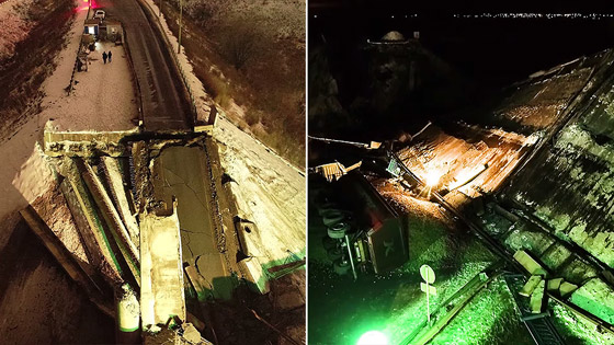 سائق شاحنة ثقيلة يكسر القواعد ويهدم جسرا في روسيا! صورة رقم 3