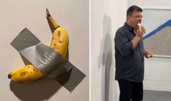 بالفيديو: رجل يأكل (موزة الحائط) التي بيعت بـ120 ألف دولار! صورة رقم 6