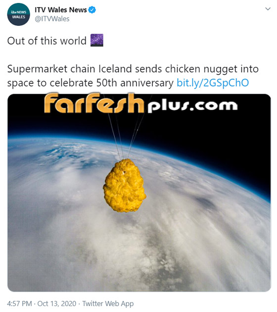 قطعة دجاج تسافر للفضاء.. احتفال غريب لشركة أيسلندية بعيدها الـ50 صورة رقم 1