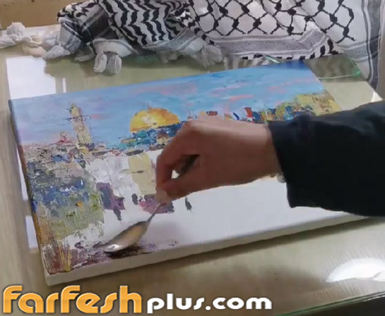 فنانة فلسطينية ترسم بالملعقة لوحة للمسجد الأقصى تضامنا مع أسرى نفق الحرية صورة رقم 4