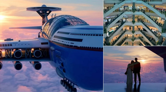  صورة رقم 22 - فيديو وصور: مهندس يمني يبتكر نموذجا لفندق طائر يحلق بالسماء لسنوات
