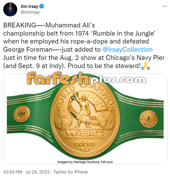  صورة رقم 1 - بسعر ضخم.. بيع حزام أشهر نزال لبطل الملاكمة الراحل محمد علي