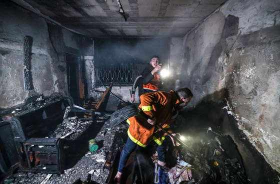  صورة رقم 8 - مصرع 21 شخصا من عائلة واحدة في حريق مروع بمبنى سكني في غزة