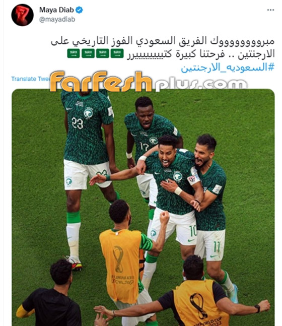  صورة رقم 17 - نجوم الفن يحتفلون بفوز السعودية على الأرجنتين بكأس العالم.. شرفتونا وأسعدتونا يا صقور!