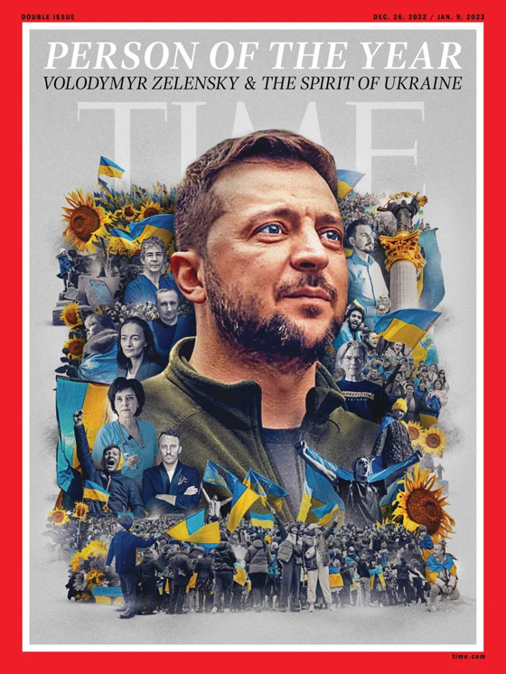  صورة رقم 1 - مجلة تايم الأمريكية تختار الرئيس الأوكراني زيلينسكي شخصية العام 2022